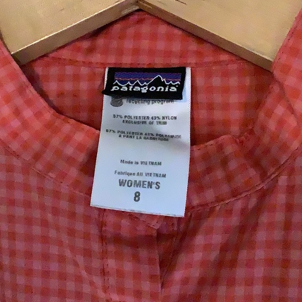 Patagonia orange plaid blouse, size 8 - Picture 3 of 6